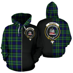 MacNeill of Barra Ancient Tartan Crest Zipper Hoodie - Half Of Me Style