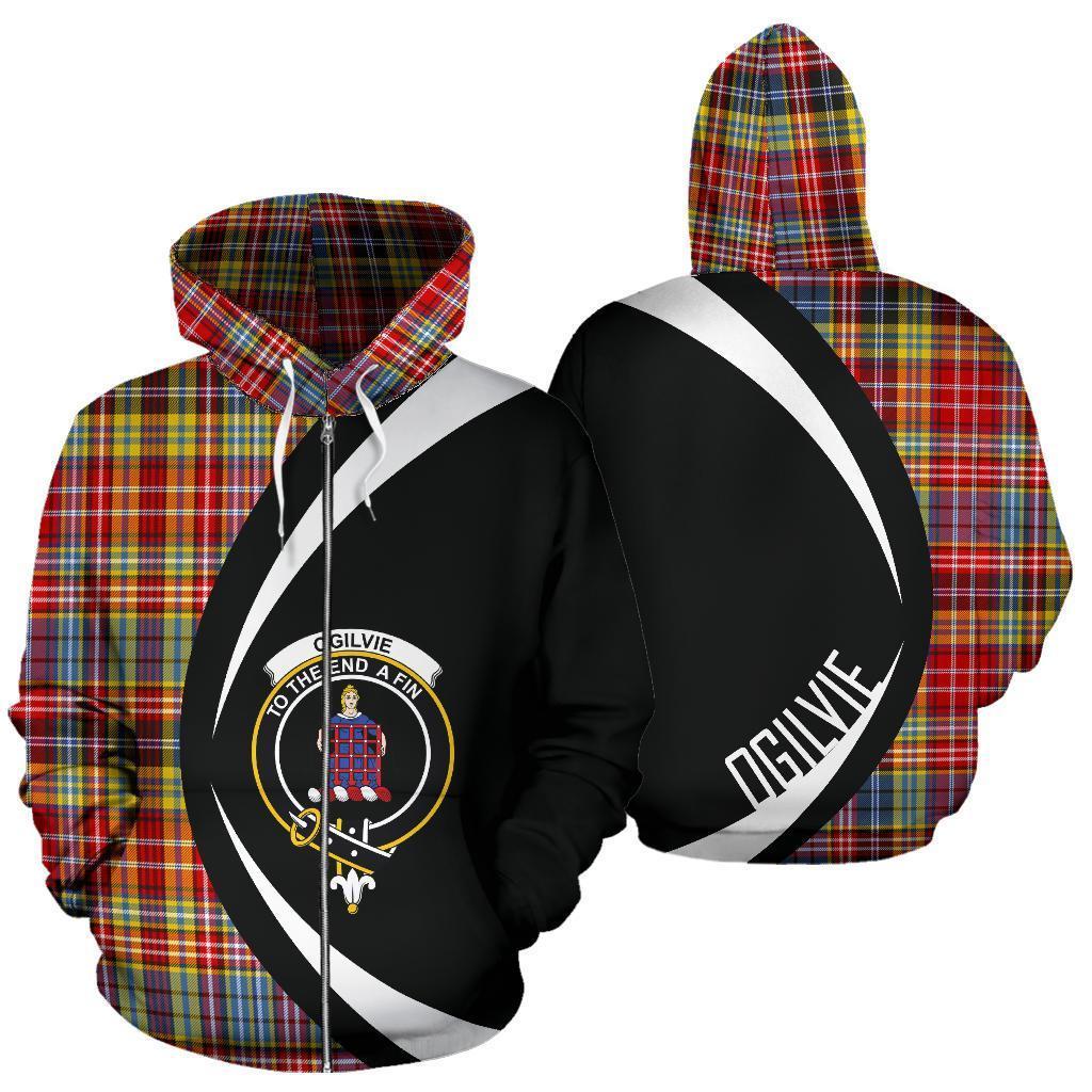 Ogilvie of Airlie Ancient Tartan Crest Zipper Hoodie - Circle Style