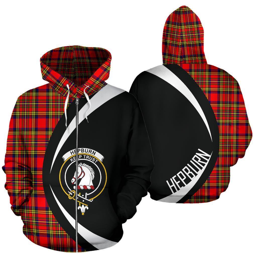 Hepburn Tartan Crest Zipper Hoodie - Circle Style