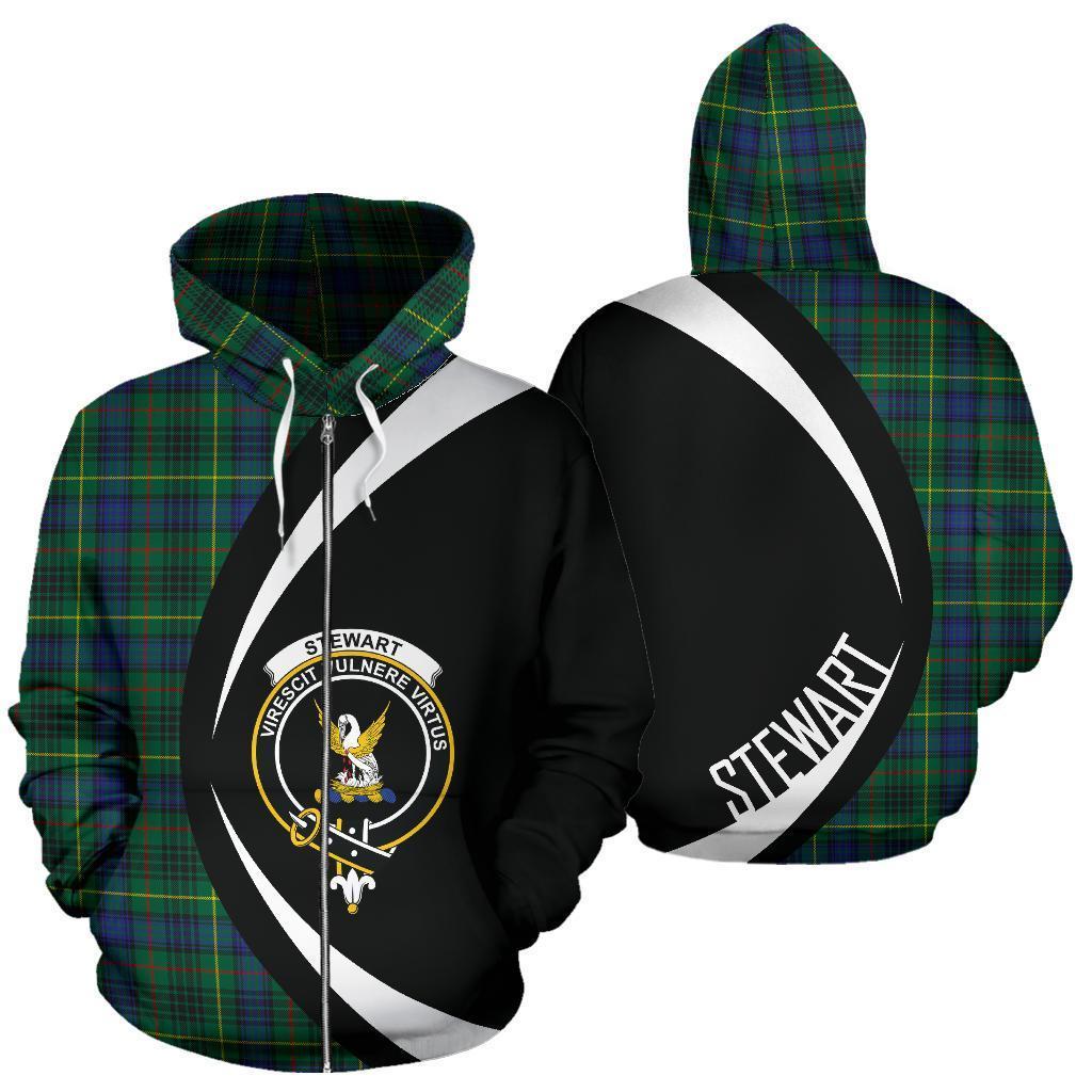 Stewart Hunting Modern Tartan Crest Zipper Hoodie - Circle Style