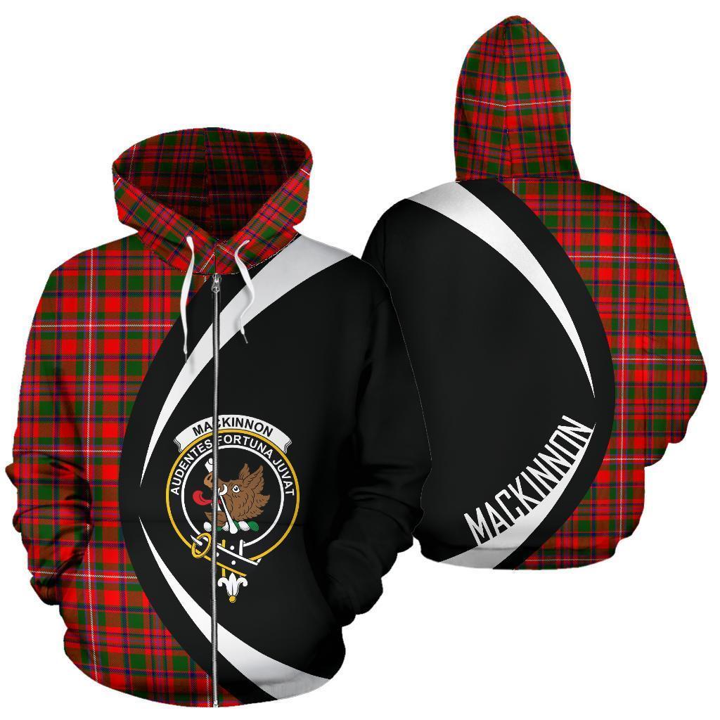 MacKinnon Modern Tartan Crest Zipper Hoodie - Circle Style