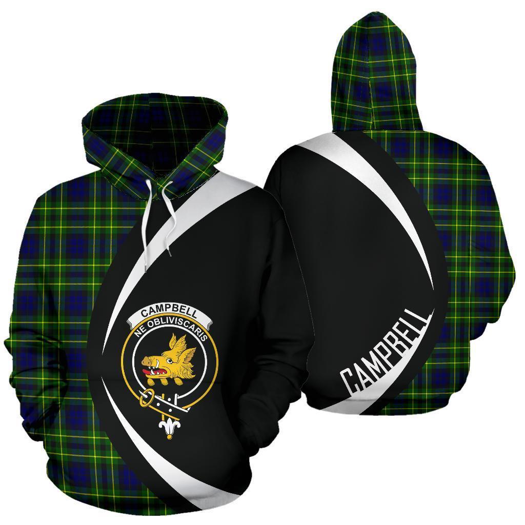 Campbell of Breadalbane Modern Tartan Crest Hoodie - Circle Style