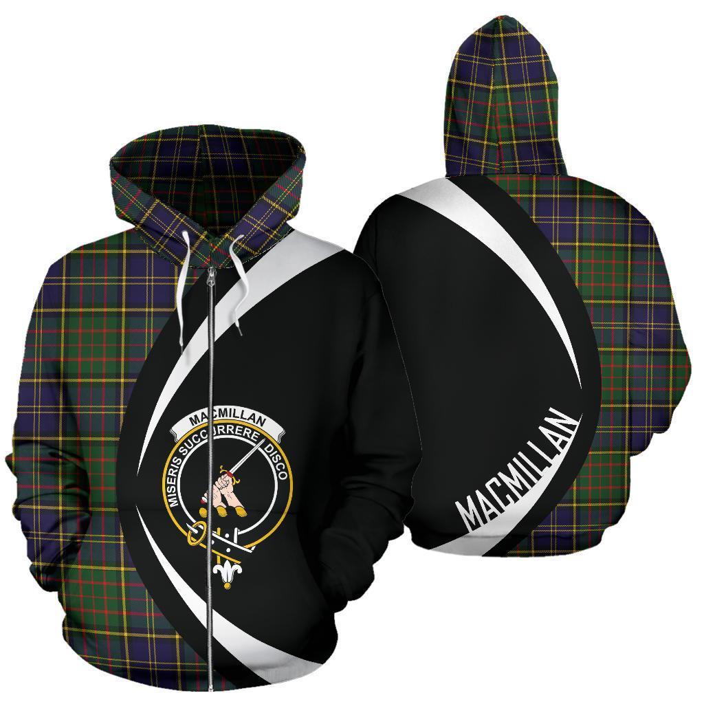 MacMillan Hunting Modern Tartan Crest Zipper Hoodie - Circle Style