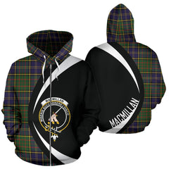 MacMillan Hunting Modern Tartan Crest Zipper Hoodie - Circle Style