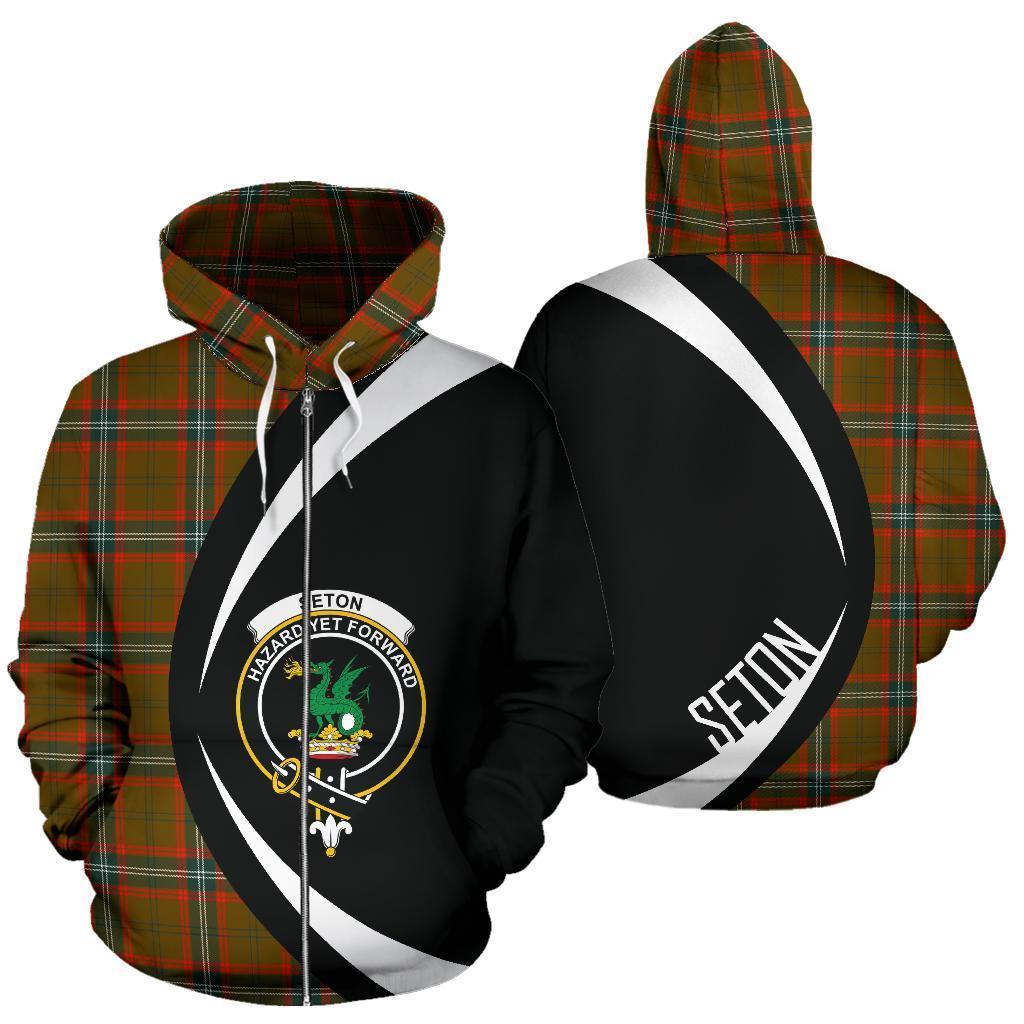 Seton Hunting Modern Tartan Crest Zipper Hoodie - Circle Style
