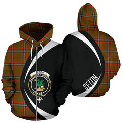 Seton Hunting Modern Tartan Crest Zipper Hoodie - Circle Style