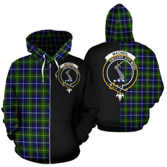 MacNeill of Barra Modern Tartan Crest Zipper Hoodie - Half Of Me Style