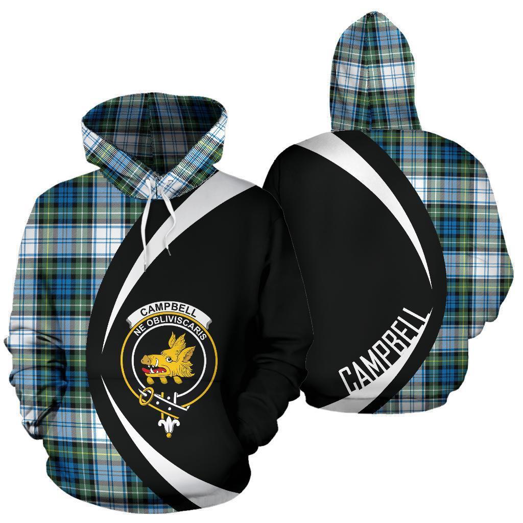 Campbell Faded Tartan Crest Hoodie - Circle Style