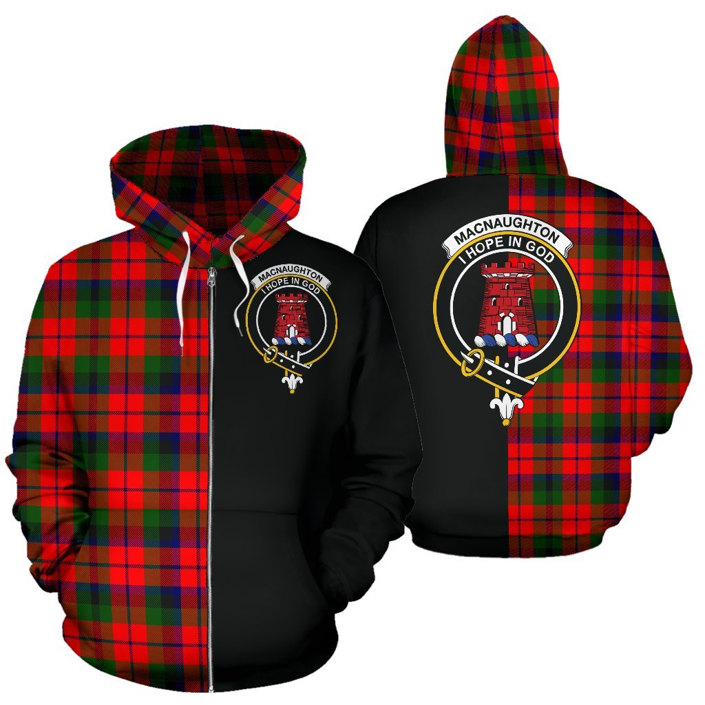 MacNaughton Modern Tartan Crest Zipper Hoodie - Half Of Me Style