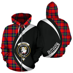 Ruthven Modern Tartan Crest Zipper Hoodie - Circle Style