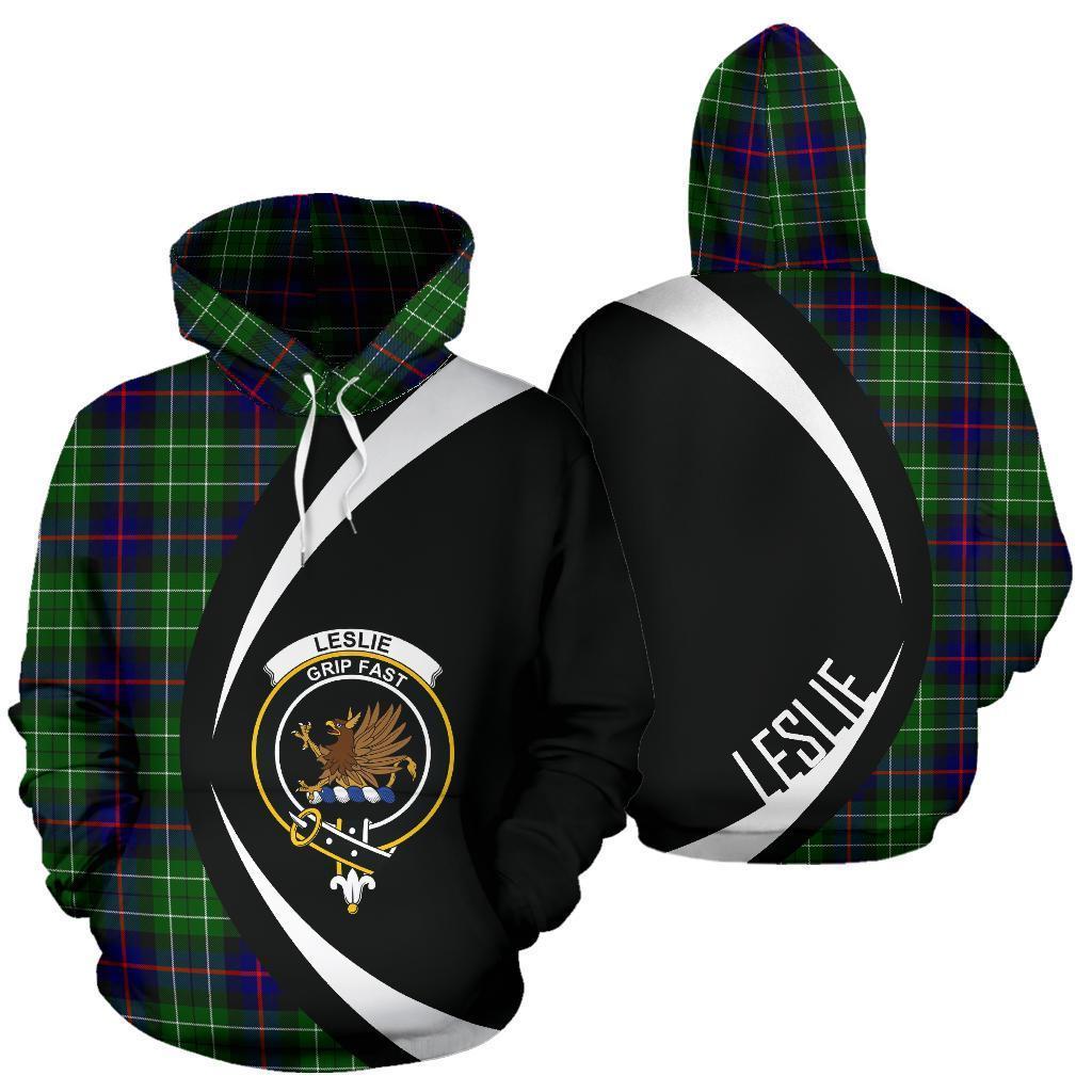 Leslie Hunting Tartan Crest Hoodie - Circle Style