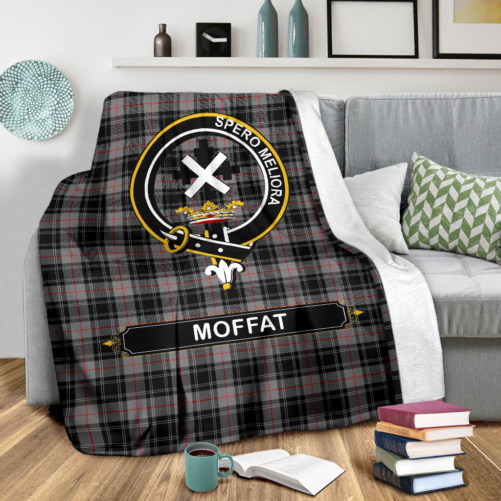 Moffat Family Tartan Crest Blanket - 3 Sizes