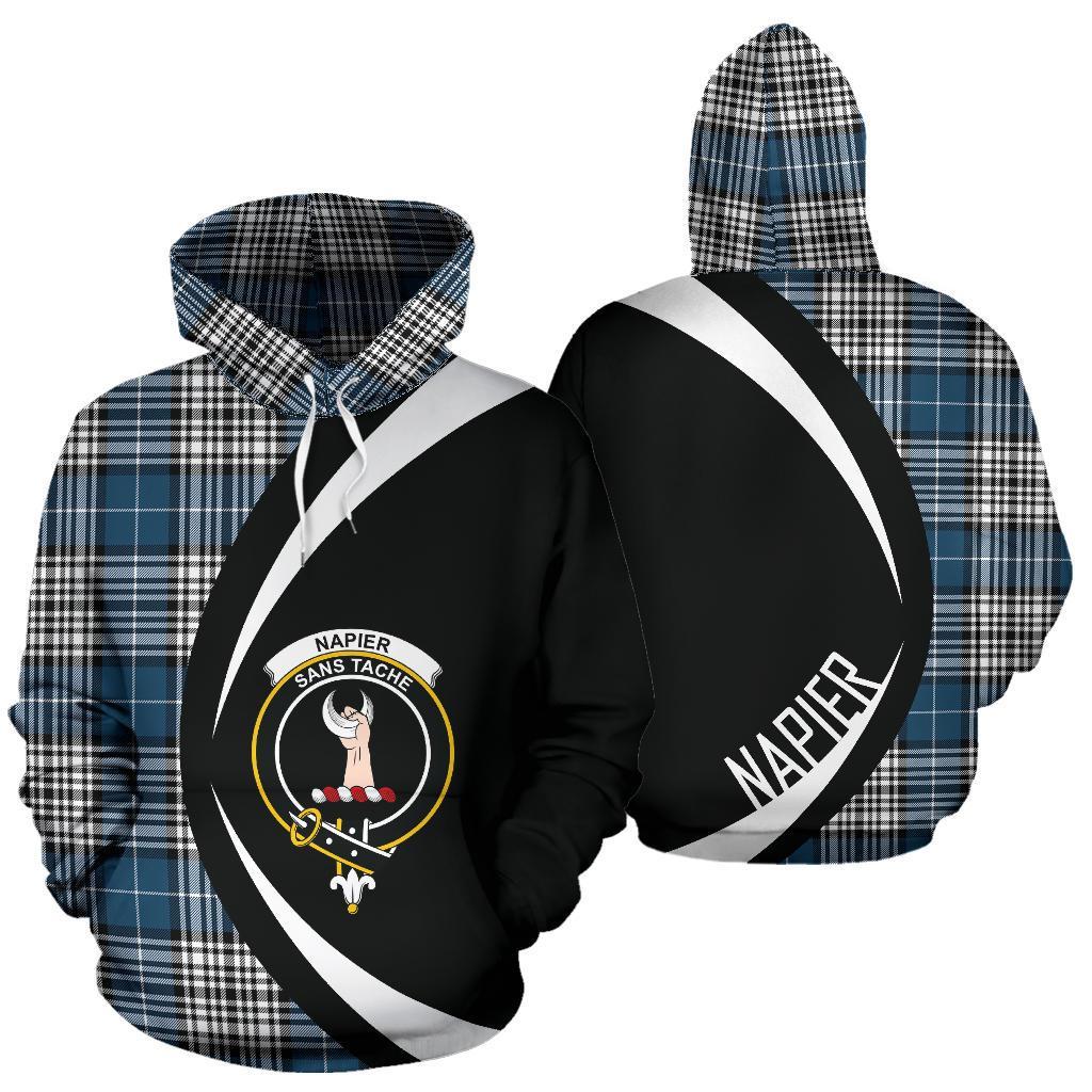 Napier Modern Tartan Crest Hoodie - Circle Style