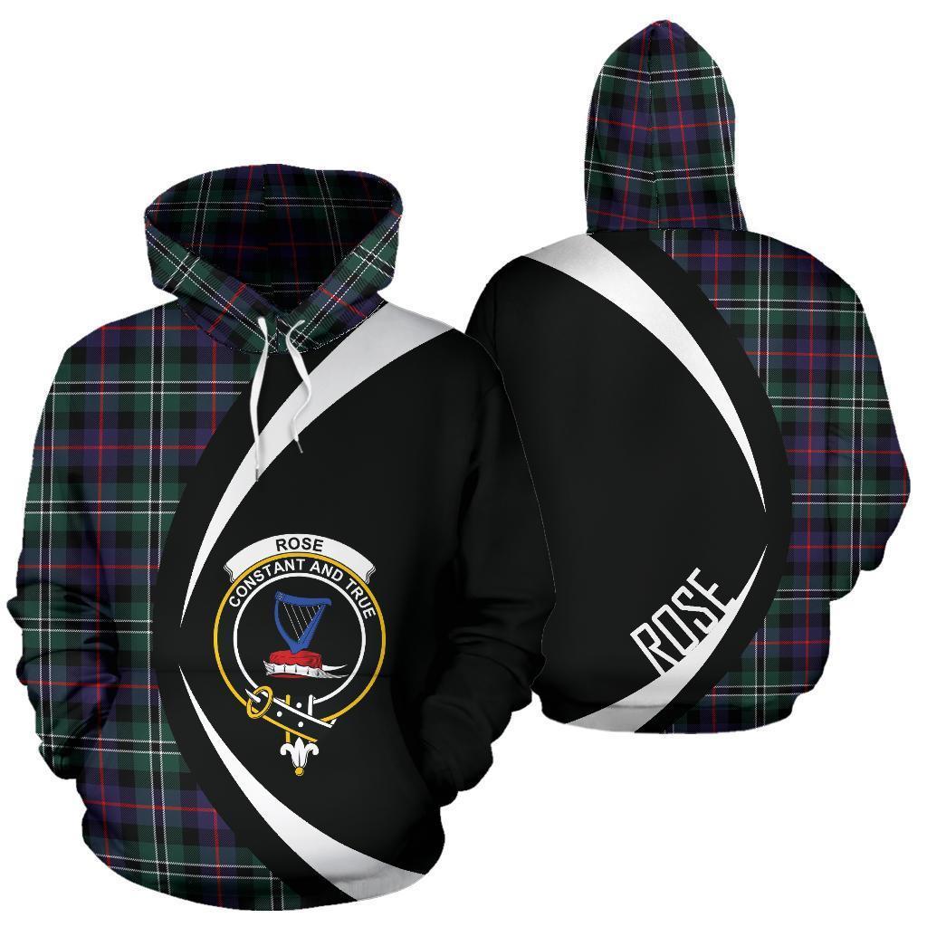 Rose Hunting Modern Tartan Crest Hoodie - Circle Style