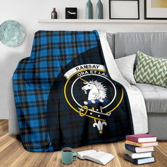 Ramsay Blue Ancient Tartan Crest Blanket Wave Style