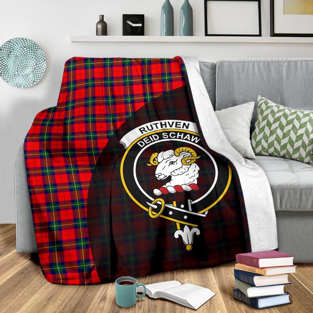 Ruthven Modern Tartan Crest Blanket Wave Style