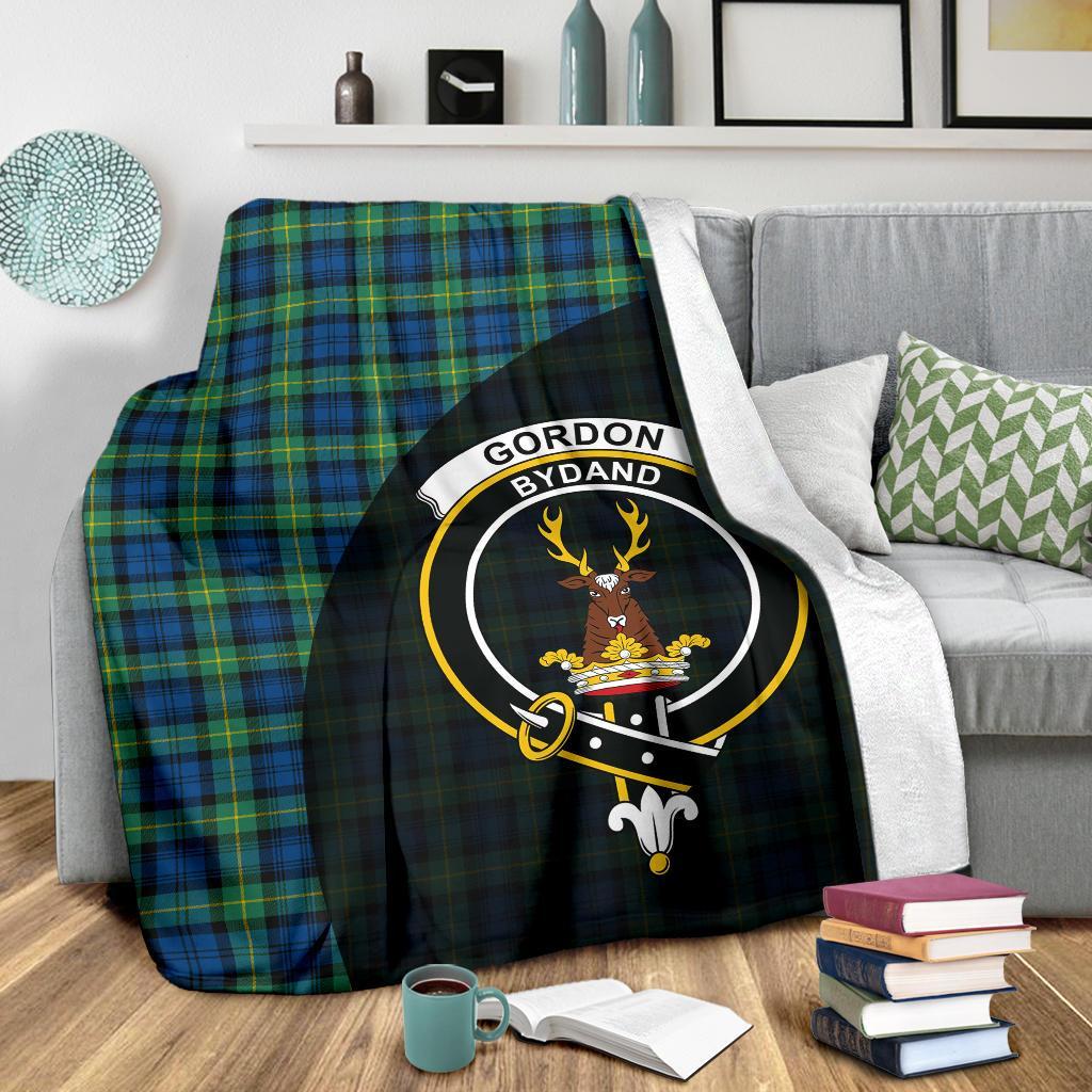 Gordon Ancient Tartan Crest Blanket Wave Style