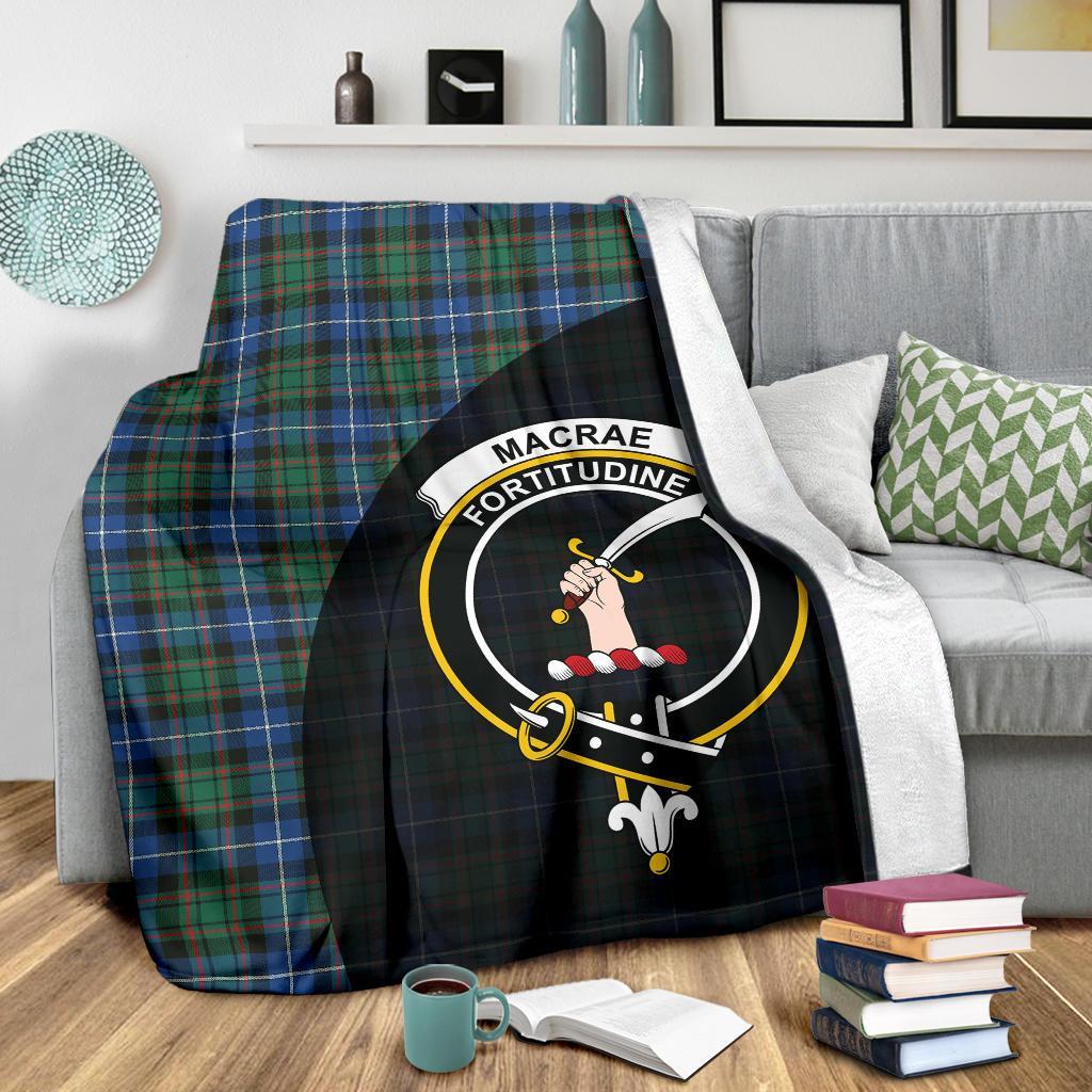 MacRae Hunting Ancient Tartan Crest Blanket Wave Style