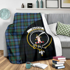 MacRae Hunting Ancient Tartan Crest Blanket Wave Style