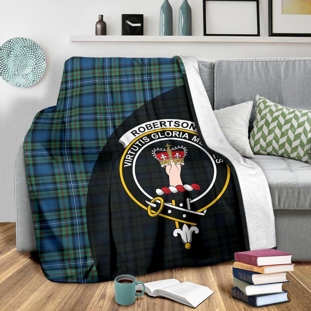 Robertson Hunting Ancient Tartan Crest Blanket Wave Style
