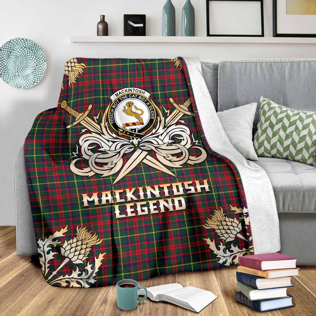 MacKintosh Hunting Modern Tartan Gold Courage Symbol Blanket - SP