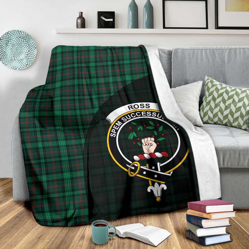 Ross Hunting Modern Tartan Crest Blanket Wave Style - SP
