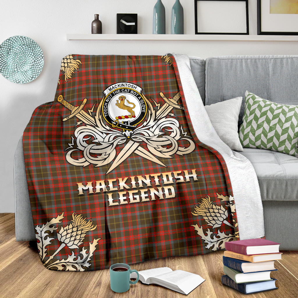 MacKintosh Hunting Weathered Tartan Gold Courage Symbol Blanket - SP