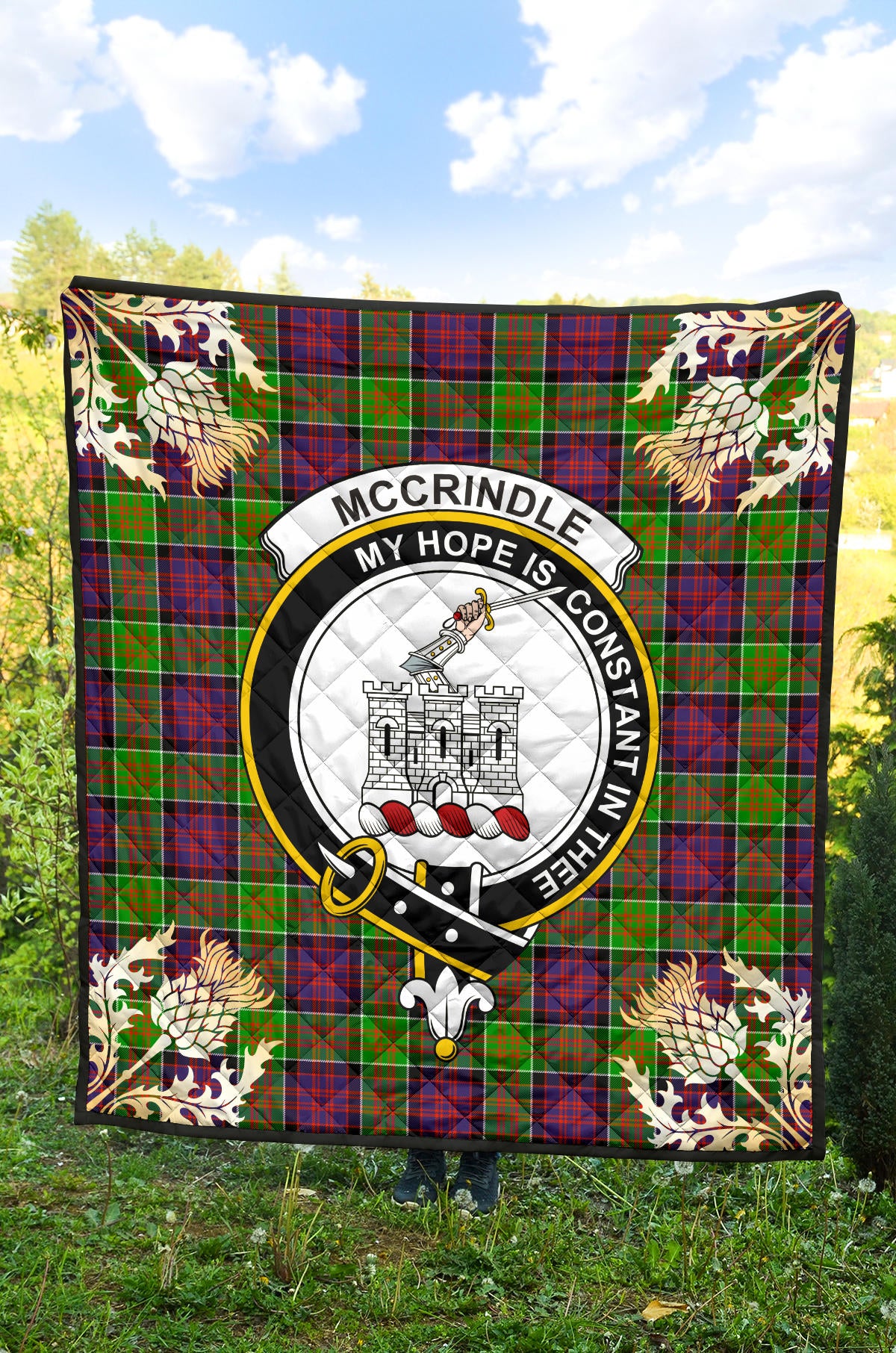 McCrindle Tartan Crest Premium Quilt - Gold Thistle Style SP