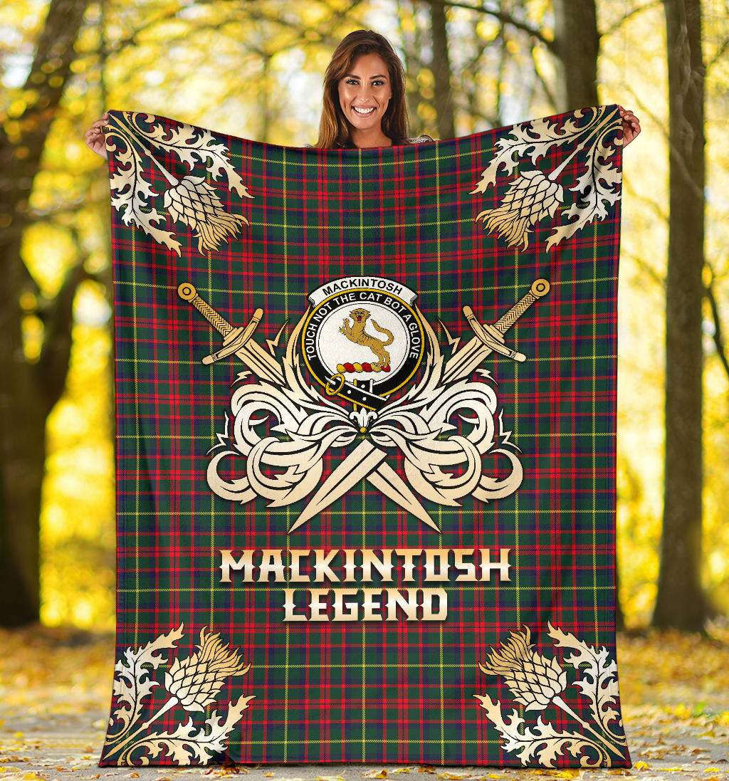 MacKintosh Hunting Modern Tartan Gold Courage Symbol Blanket - SP