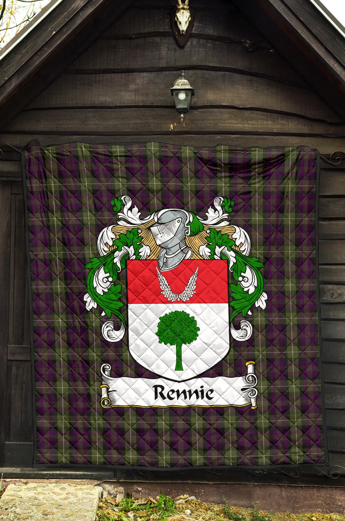 Rennie Family Coat of Arms Tartan Quilt SP