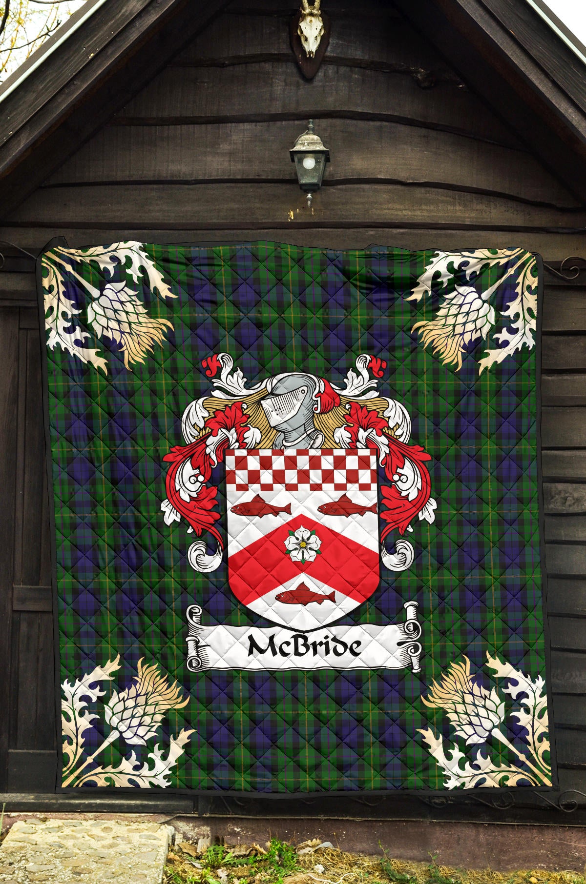 McBride Tartan Crest Premium Quilt - Gold Thistle Style SP
