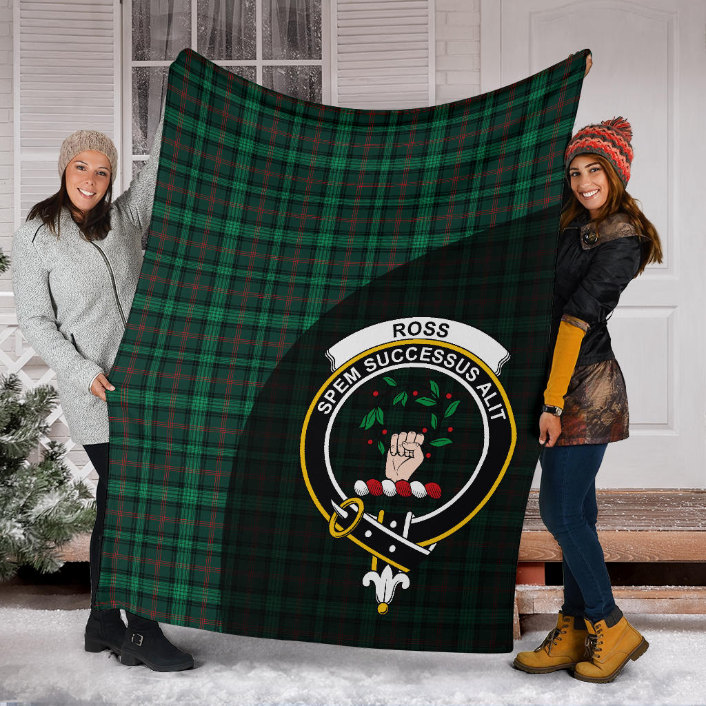 Ross Hunting Modern Tartan Crest Blanket Wave Style - SP