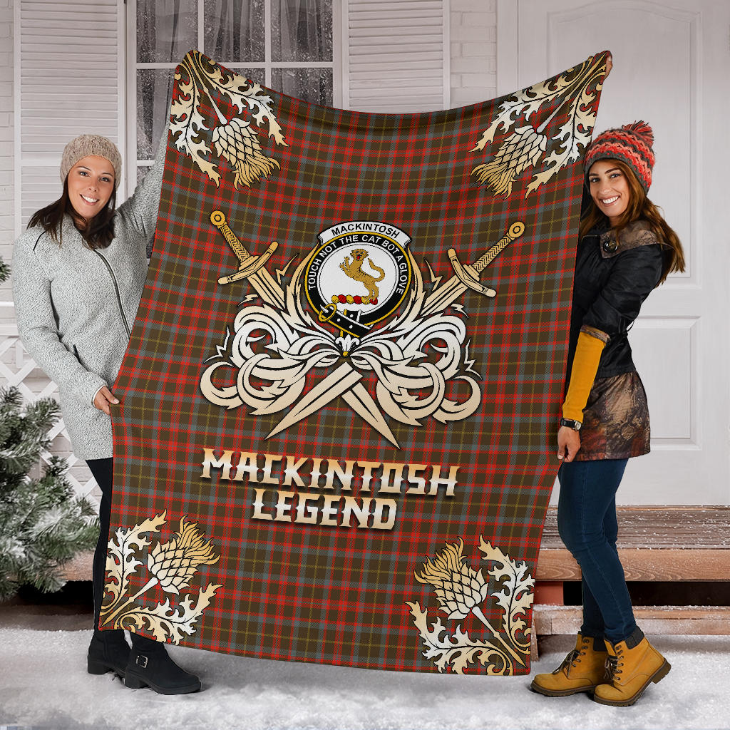 MacKintosh Hunting Weathered Tartan Gold Courage Symbol Blanket - SP