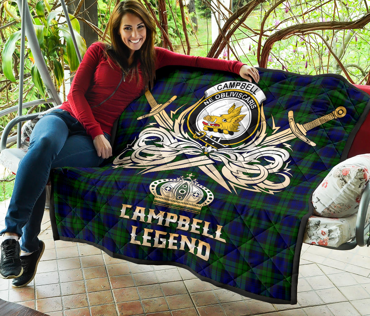 Campbell Modern Tartan Crest Legend Gold Royal Premium Quilt - SP