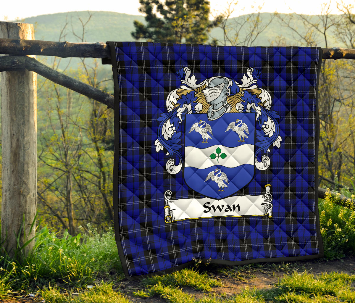 Swan Family Tartan Crest Quilt - SP