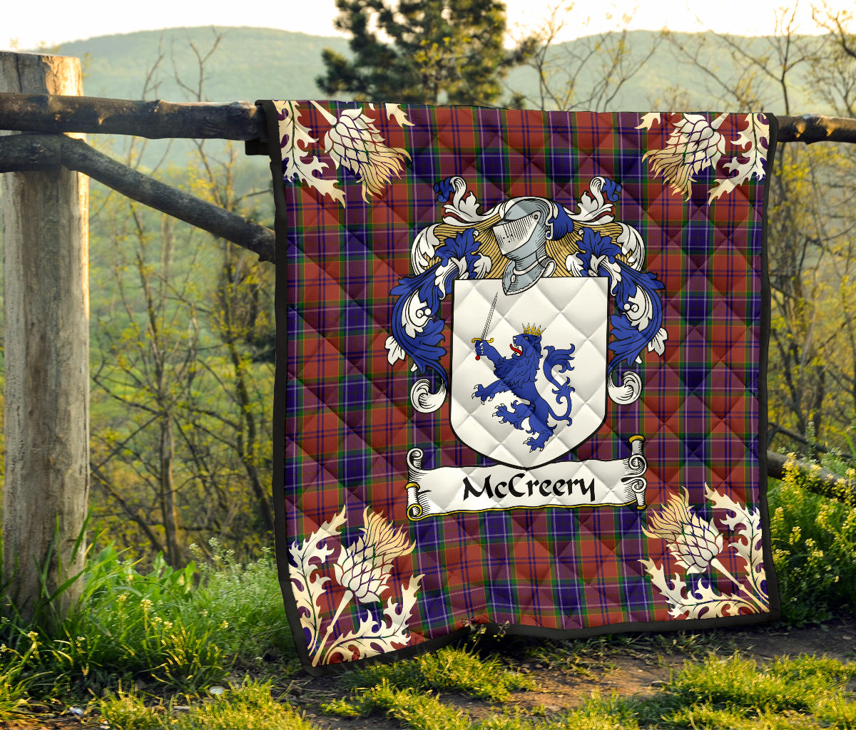 McCreery Tartan Crest Premium Quilt - Gold Thistle Style SP