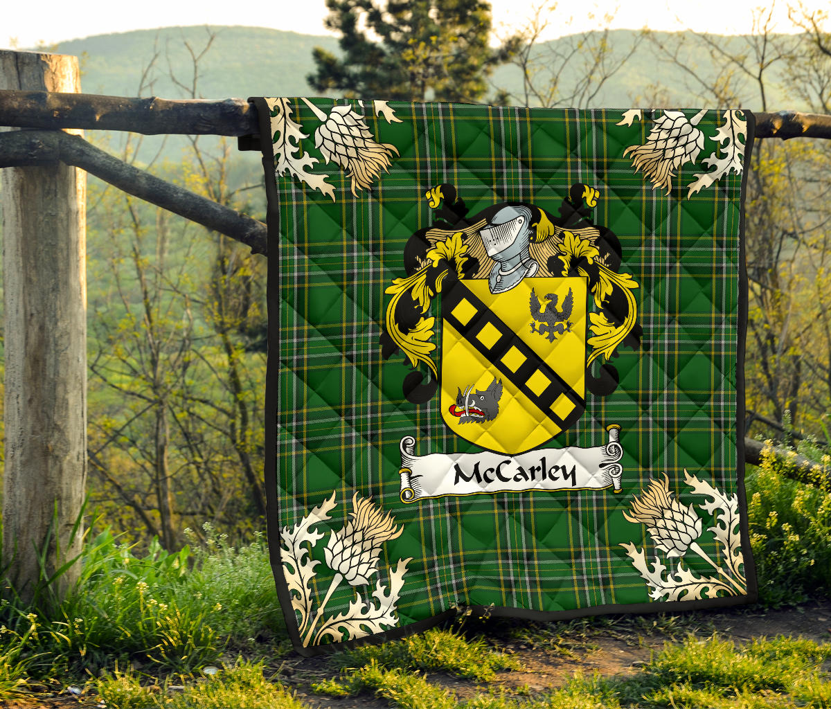 McCarley Tartan Crest Premium Quilt - Gold Thistle Style SP