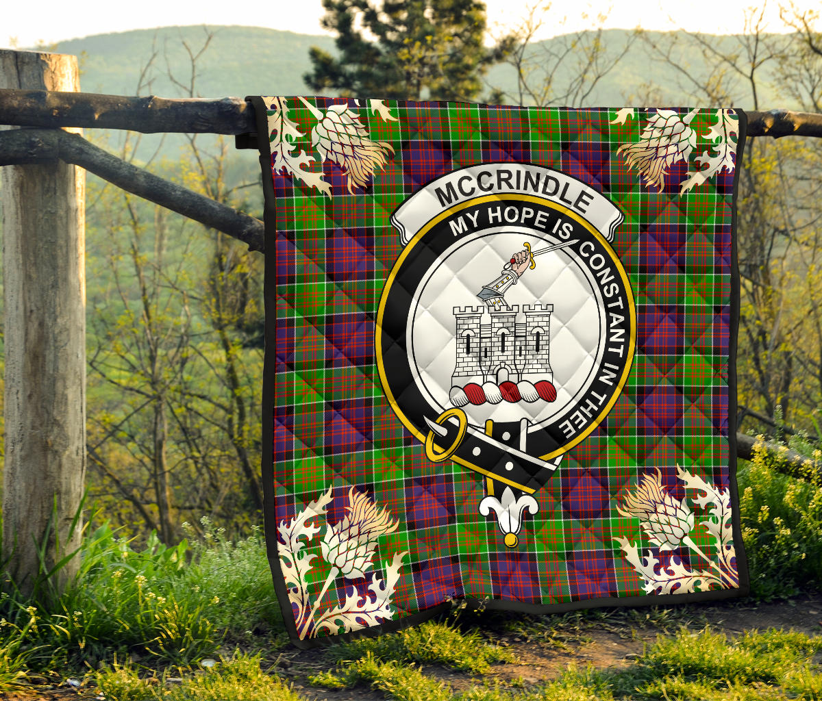McCrindle Tartan Crest Premium Quilt - Gold Thistle Style SP