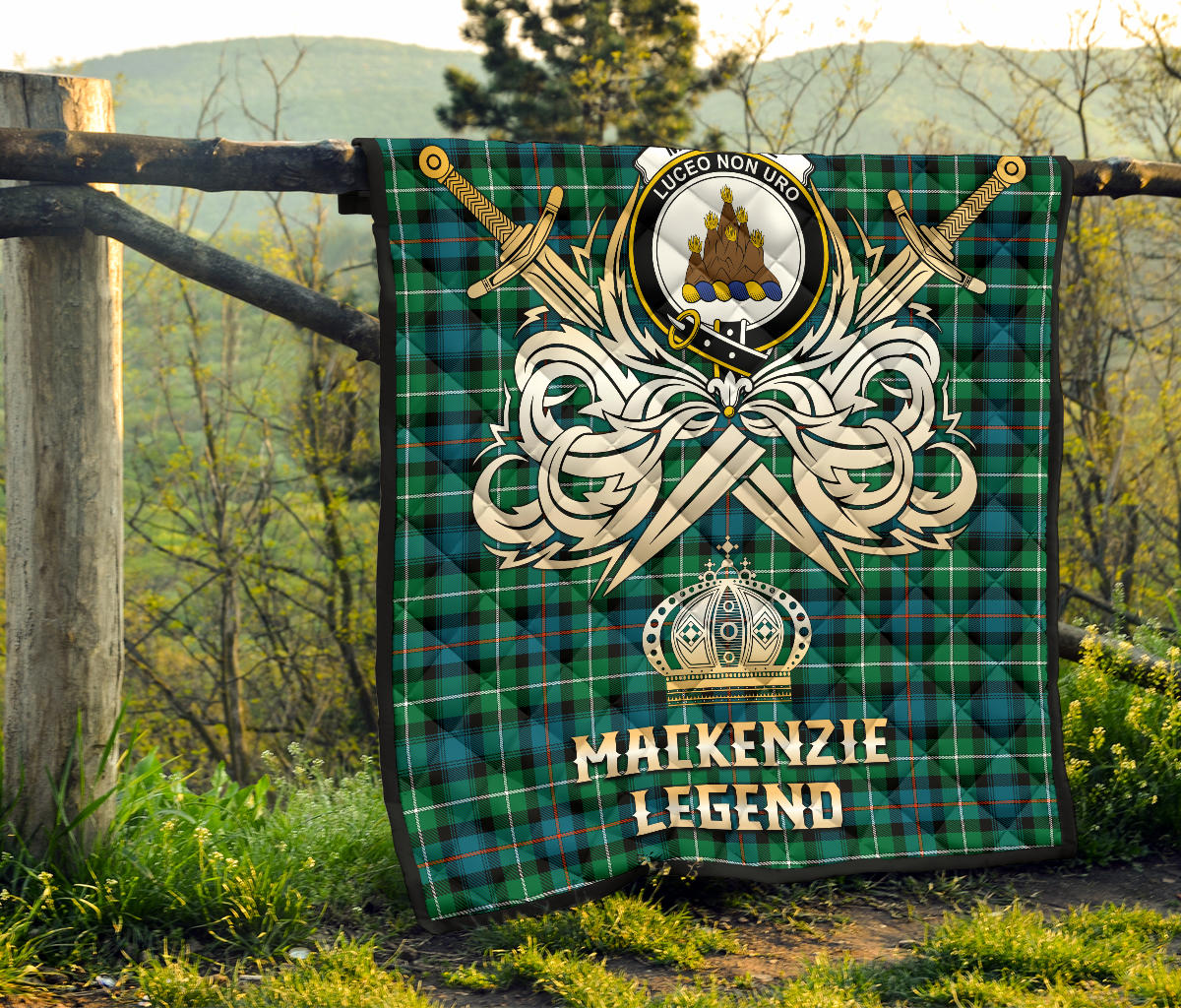 MacKenzie Ancient Tartan Crest Legend Gold Royal Premium Quilt SP