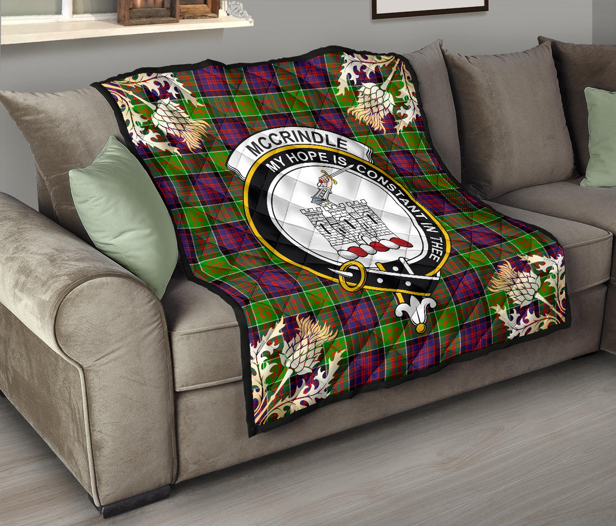 McCrindle Tartan Crest Premium Quilt - Gold Thistle Style SP