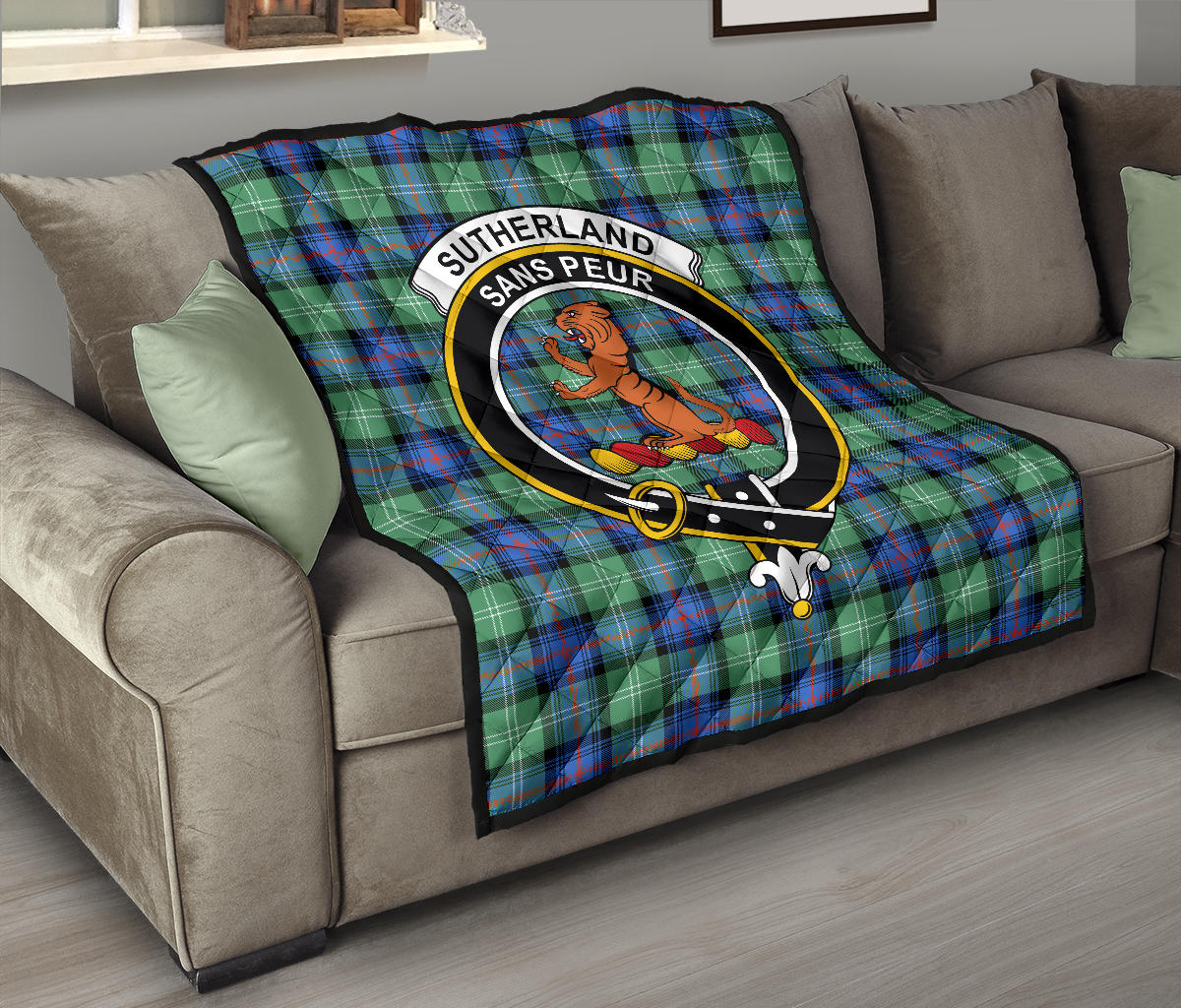 Sutherland Ancient Tartan Crest Quilt - SP