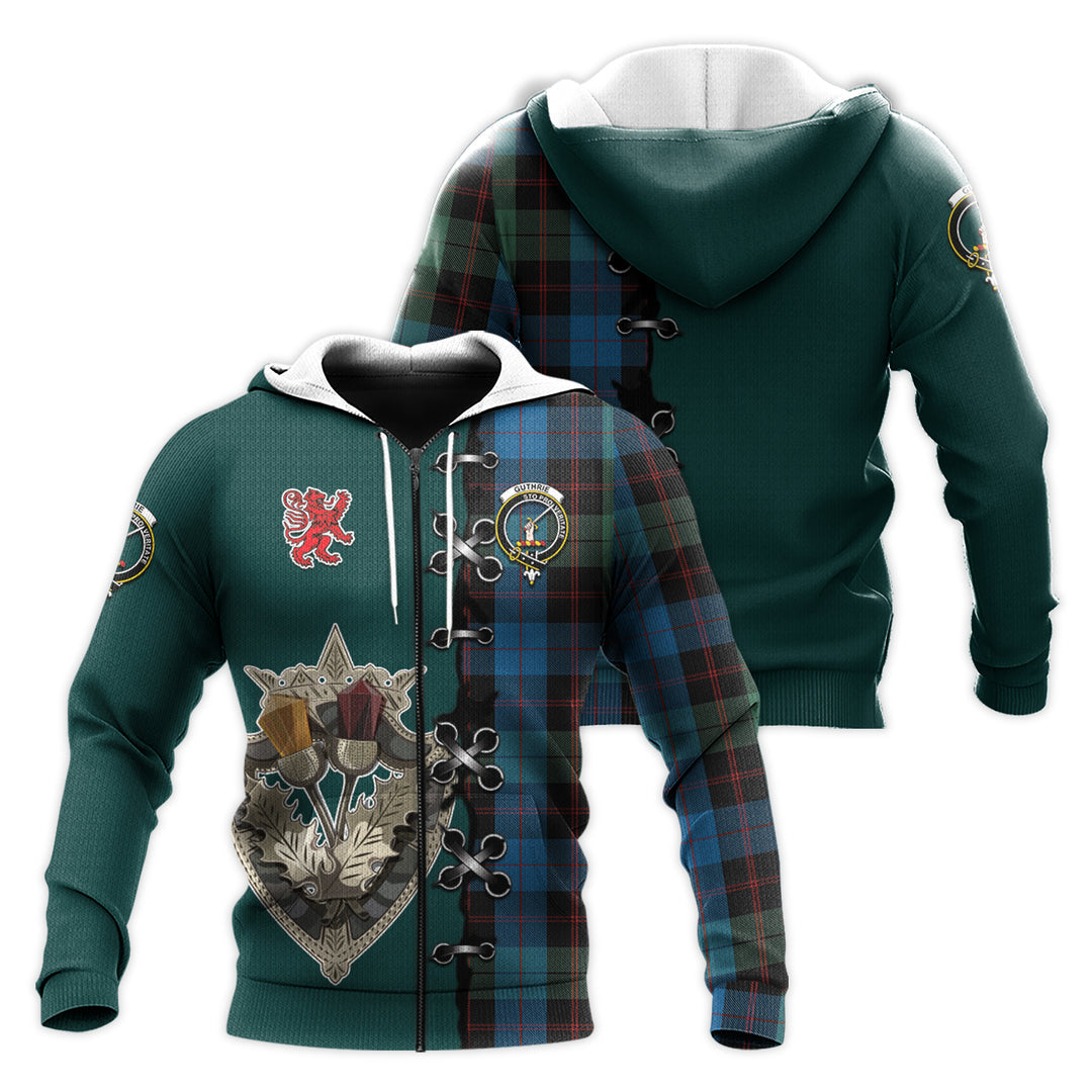 Guthrie Tartan Hoodie - Lion Rampant And Celtic Thistle Style