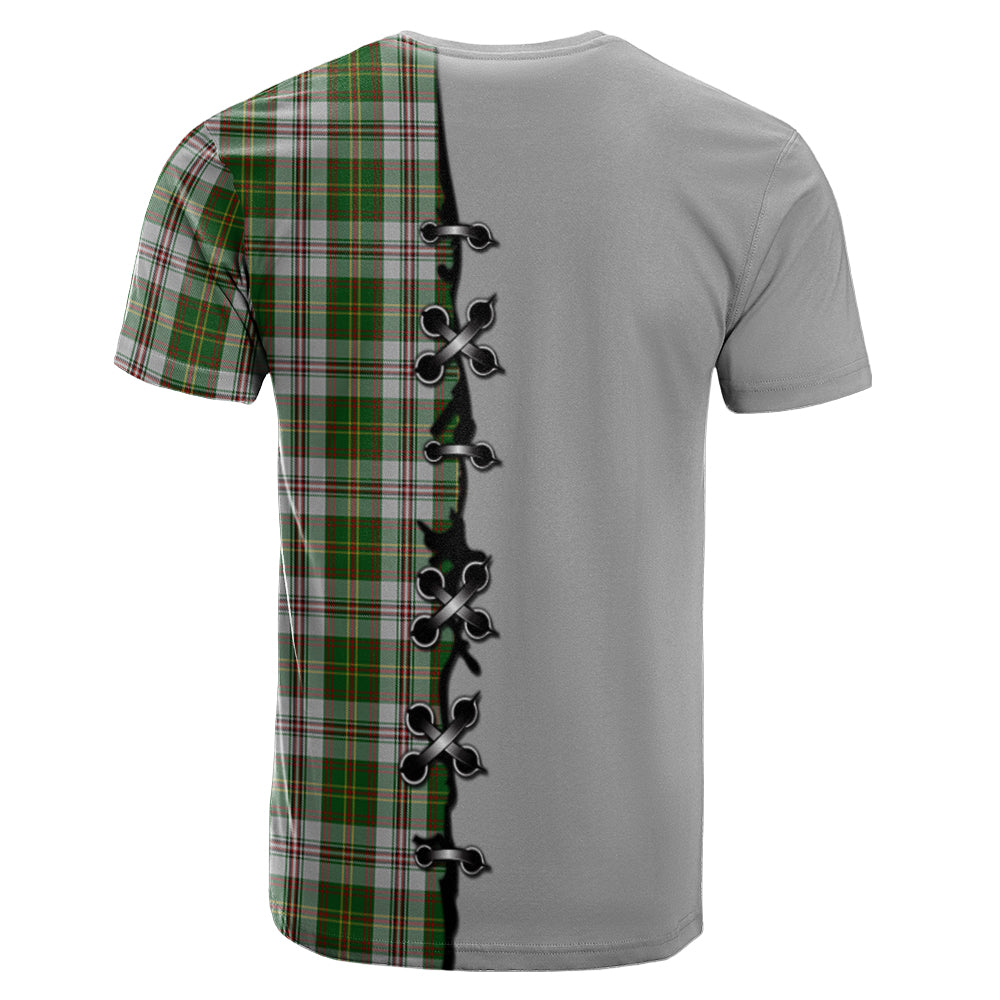 Hay White Dress Tartan T-shirt - Lion Rampant And Celtic Thistle Style