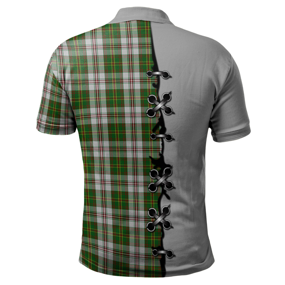 Hay White Dress Tartan Polo Shirt - Lion Rampant And Celtic Thistle Style
