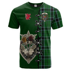 Innes Hunting Tartan T-shirt - Lion Rampant And Celtic Thistle Style