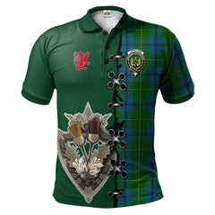 Johnstone Tartan Polo Shirt - Lion Rampant And Celtic Thistle Style