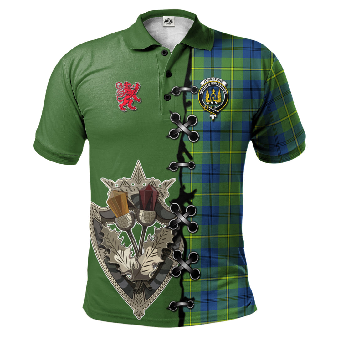Johnstone Ancient Tartan Polo Shirt - Lion Rampant And Celtic Thistle Style