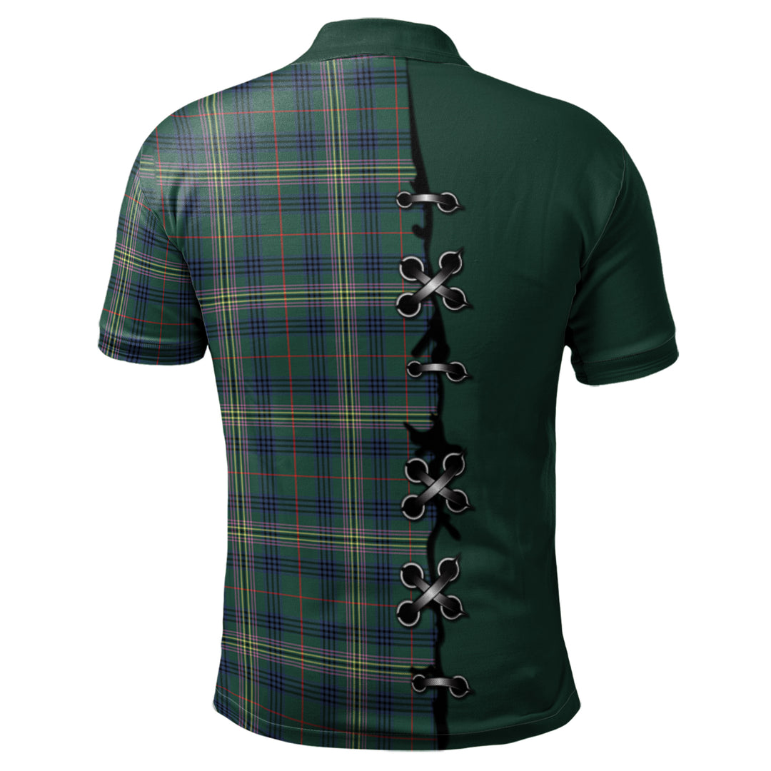 Kennedy Modern Tartan Polo Shirt - Lion Rampant And Celtic Thistle Style