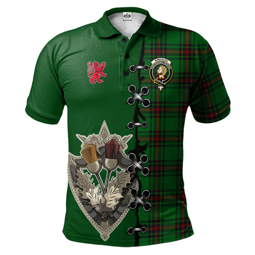 Kirkcaldy Tartan Polo Shirt - Lion Rampant And Celtic Thistle Style