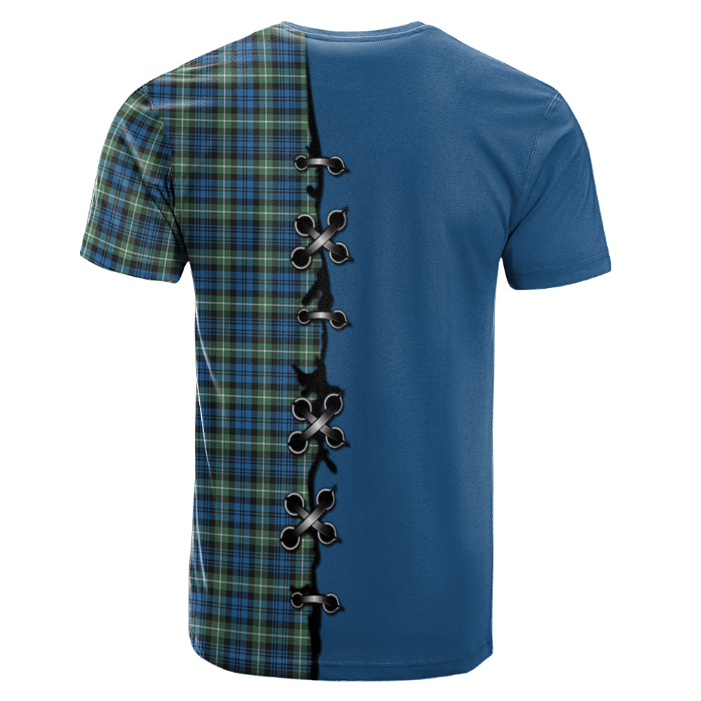 Lamont Ancient Tartan T-shirt - Lion Rampant And Celtic Thistle Style